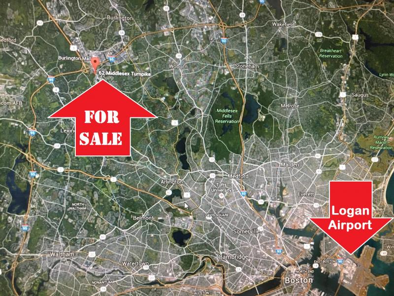 Land with building for sale, Burlington, Mass, rt 128 rt 3, rt 3a, shopping mall
